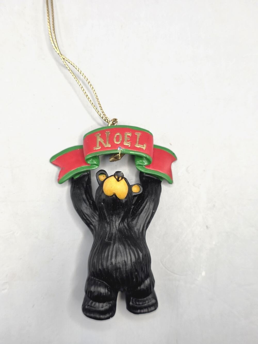 Demdaco Bearfoots Black Bear Noel Ornament Ribbon Banner Jeff Fleming Christmas
